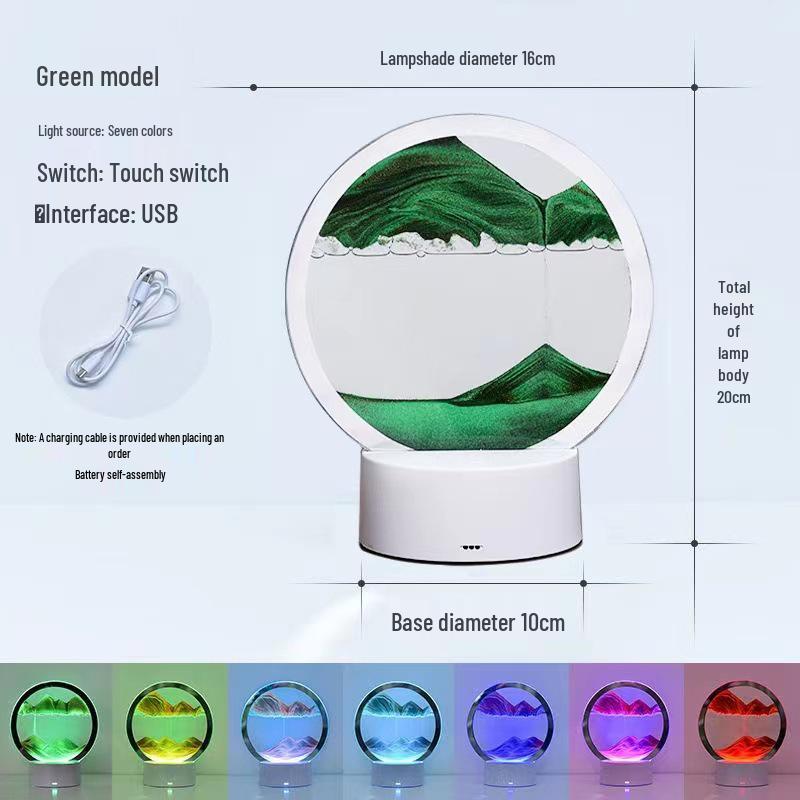 Ночной светильник в виде песочных часов: Лампа с картиной из зыбучего песка для украшения спальни и прикроватной тумбочки, идеальный уникальный подарок на день рождения лучшей подруги.