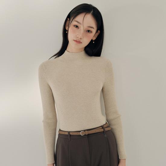 LOEEM All-Day Half-Neck Ribbed Sweater RMKAF4TR02