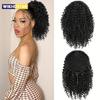 10-дюймовые короткие элегантные африканские кудрявые синтетические накладные хвосты для женщин - Пушистый дизайн на шнурке, высокотемпературная синтетика