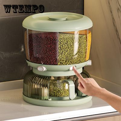 Вращающийся дозатор зерна с 6 сетками, сыпучие крупы, бочки для риса, отдельные банки, герметичные герметичные контейнеры для риса, устойчивые к насекомым, контейнер для хранения на кухне