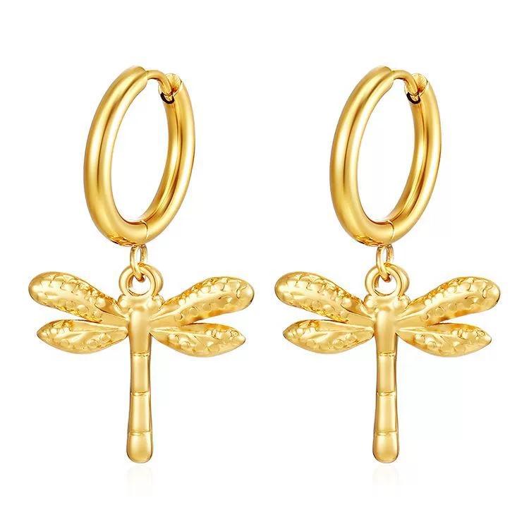 LT-MS-566 Fashion Trend Pendant Earrings for Women Trendy Electroplated 18K Gold Stainless Steel Hoop Earrings