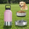 3 in 1 Stainless Steel Pet Water Bottle 32Oz Multi-layered Dog Drinking Bottle Large Capacity Detachable Pet Food Bottle