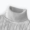 Men's Turtleneck Sweater Solid Color High Neck Pullover Knitted Sweaters Casual Elastic Sweatwear Mens Fall Winter