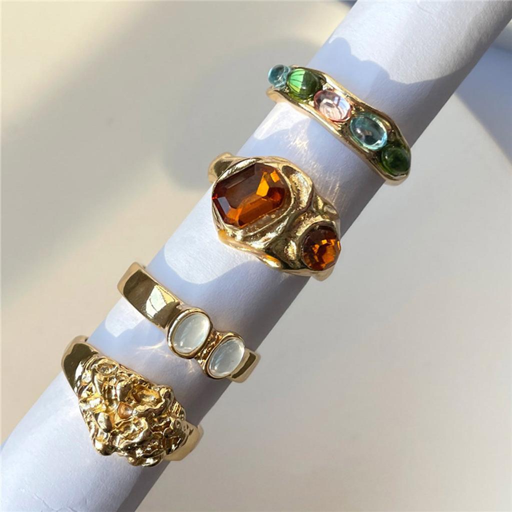4pcs Colorful Resin Finger Rings Jewelry Set Versatile Resin Rings Set Finger Accessory For Enhancing Any Outfit