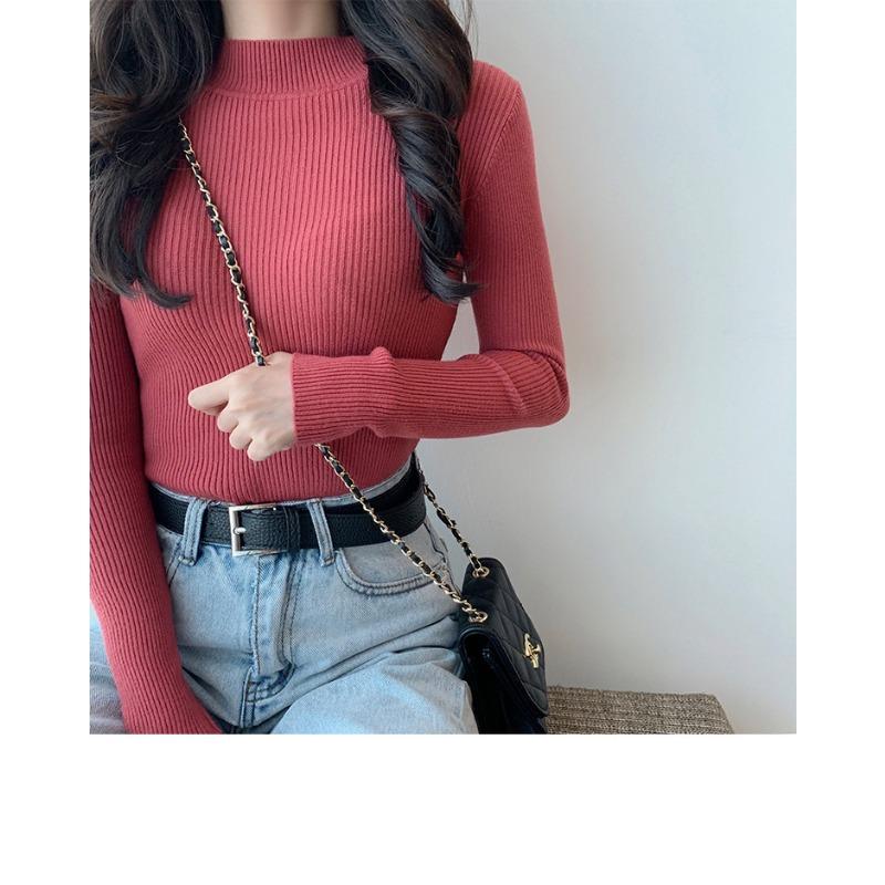 Latest Fall and Winter Half Turtleneck Sweater for Women, Sweet Long-sleeved Sweater for Inner Wear and Outer Wear