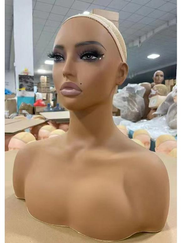 European & American Mannequin: Half Body with Double Shoulders for Wig, Jewelry, and Necklace Display