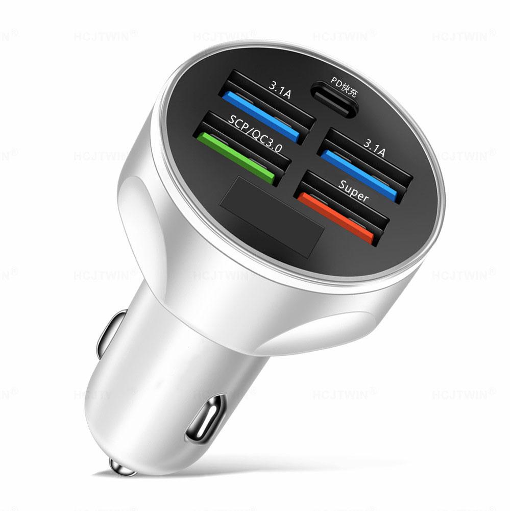 НОВЫЙ Высококлассный 250 Вт 4 USB Автомобильный Зарядник Type C PD QC3.0 Быстрая Зарядка Авто Мобильный Телефон Адаптер Для IPhone Samsung Для Huawei X A5X7