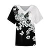 Women's Short Sleeve Shirts V Neck Print Tops Casual Tops Basic Tees Blouse Loose Tops