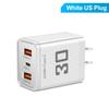 Зарядное устройство USB C 30 Вт PD Быстрая зарядка мобильного телефона Тип C PD Сетевой адаптер Вилка EU/US/UK для IPhone 16 Xiaomi 15 Samsung S24