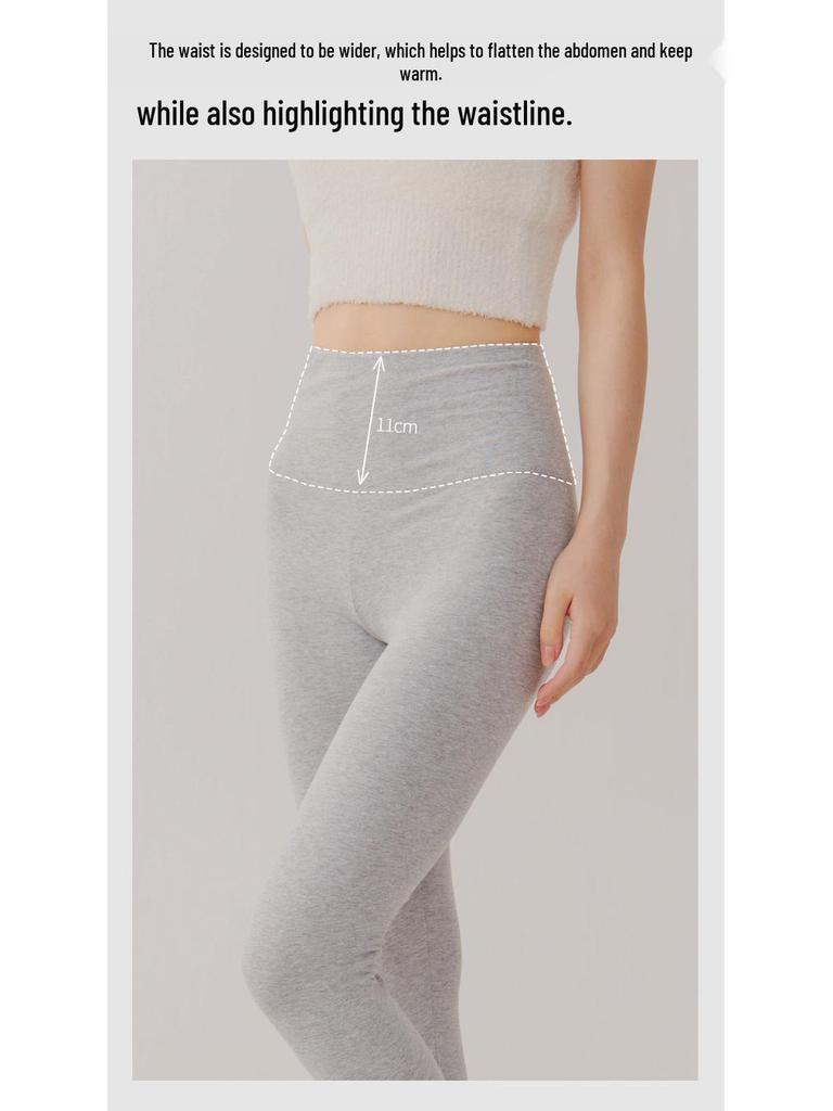 Женские хлопковые леггинсы с высокой талией, облегающие, теплые, для осени/зимы