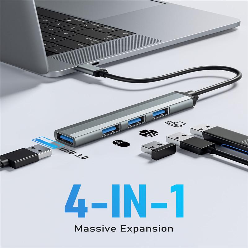 4 In 1 USB 3.0 Hub High Speed USB C Docking Station Type C 3.1 Multi USB Splitter OTG Adapter for PC Laptop