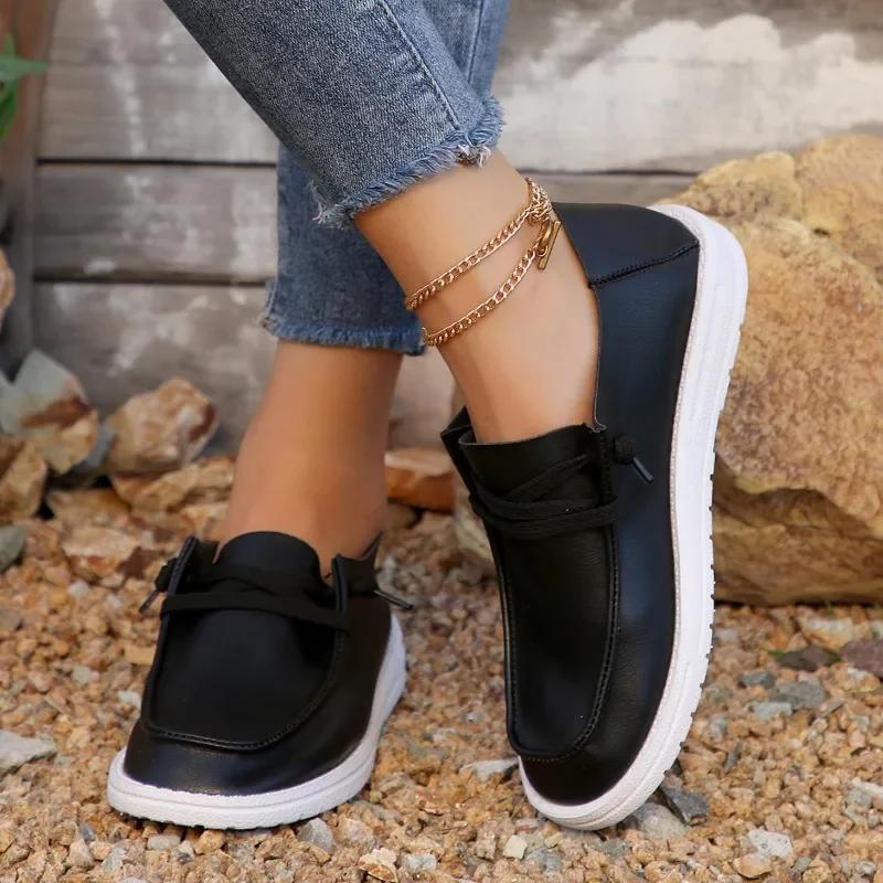 2024 Модные однотонные женские туфли с закрытым носком, повседневная верхняя одежда на весну и осень, удобные женские туфли на плоской подошве