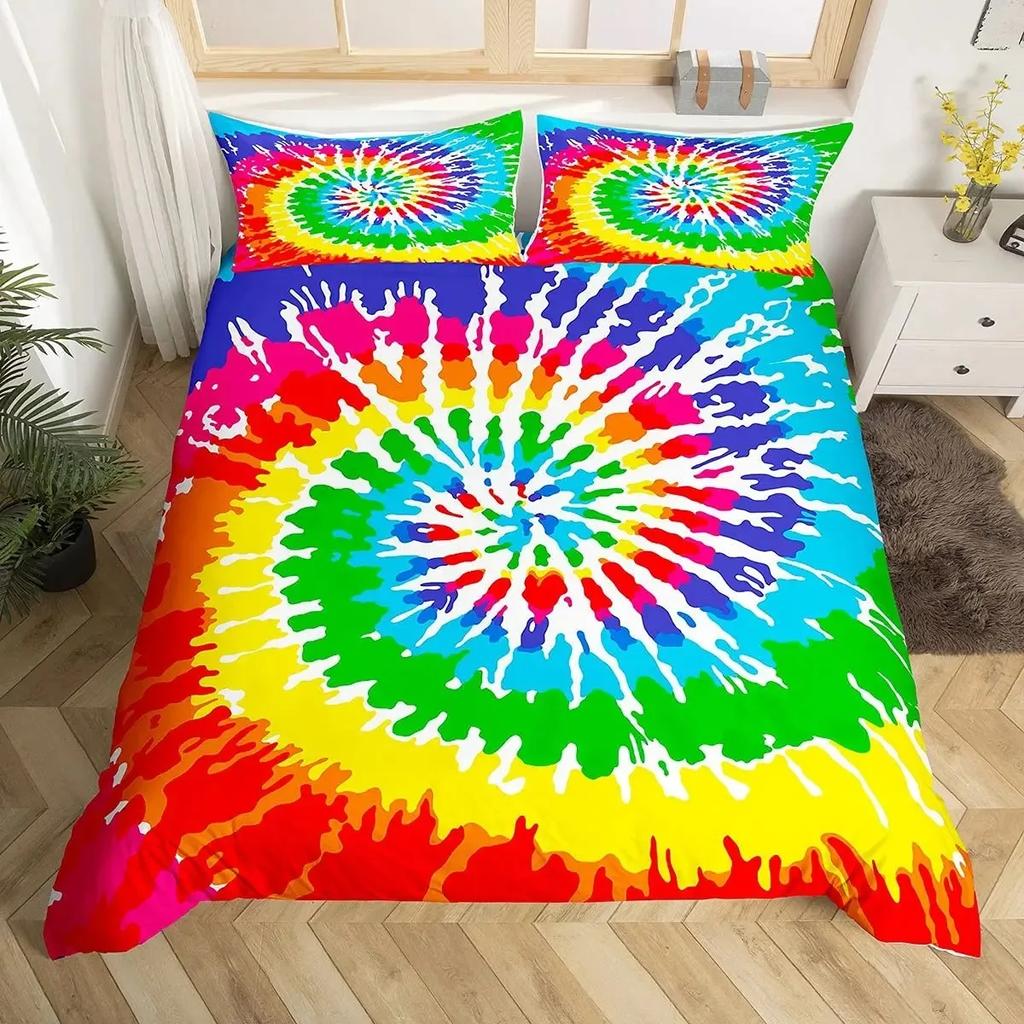 Tie Dye Duvet Cover Set Bohemian Hippie Spiral Bedding Sets Ethnic Boho  Comforter Cover Set Swirl Tie Dyed Pattern Quilt Cover