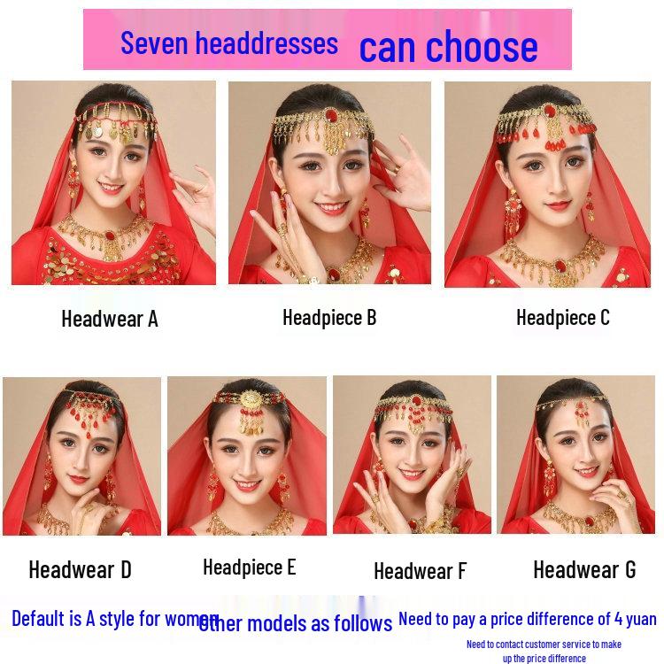 Костюм для танца живота для женщин - Этнический набор для выступлений с юбкой с рукавами-колокольчиками