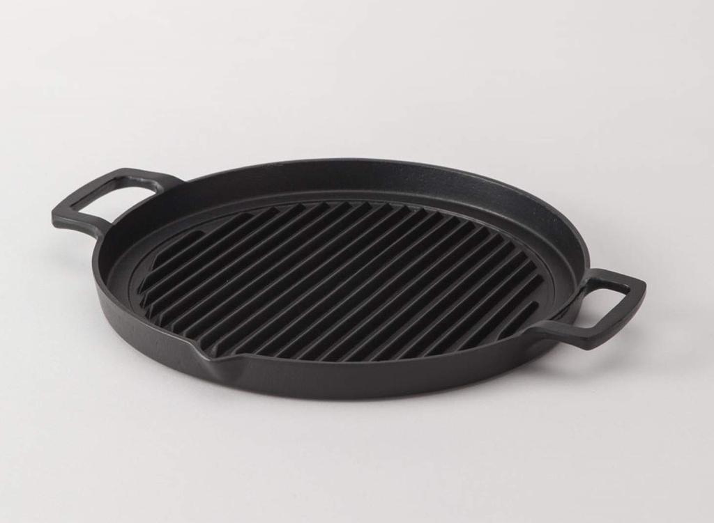 Iwachu Grill Pan Round 25 Black Baked Inner IH Compatible Nambu Ironware 23050 Diameter 24.5cm