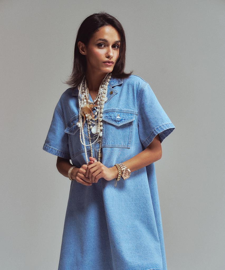 Er Er Denim Dress Sky Blue