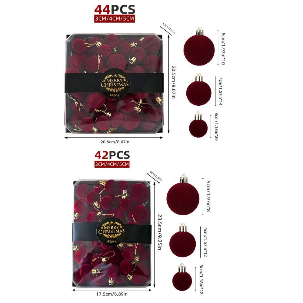 42/44pcs Wine Red Christmas Ball Ornament Set Gift Box Christmas Party Decoration for Holiday Party