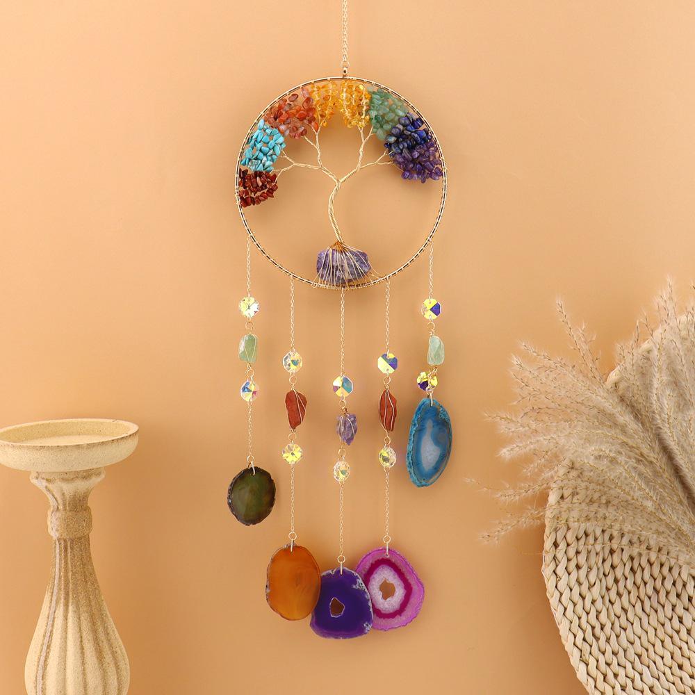 Handmade Nordic Dreamcatcher Crystal Wind Chime Room Decor - Tree of Life Design T136