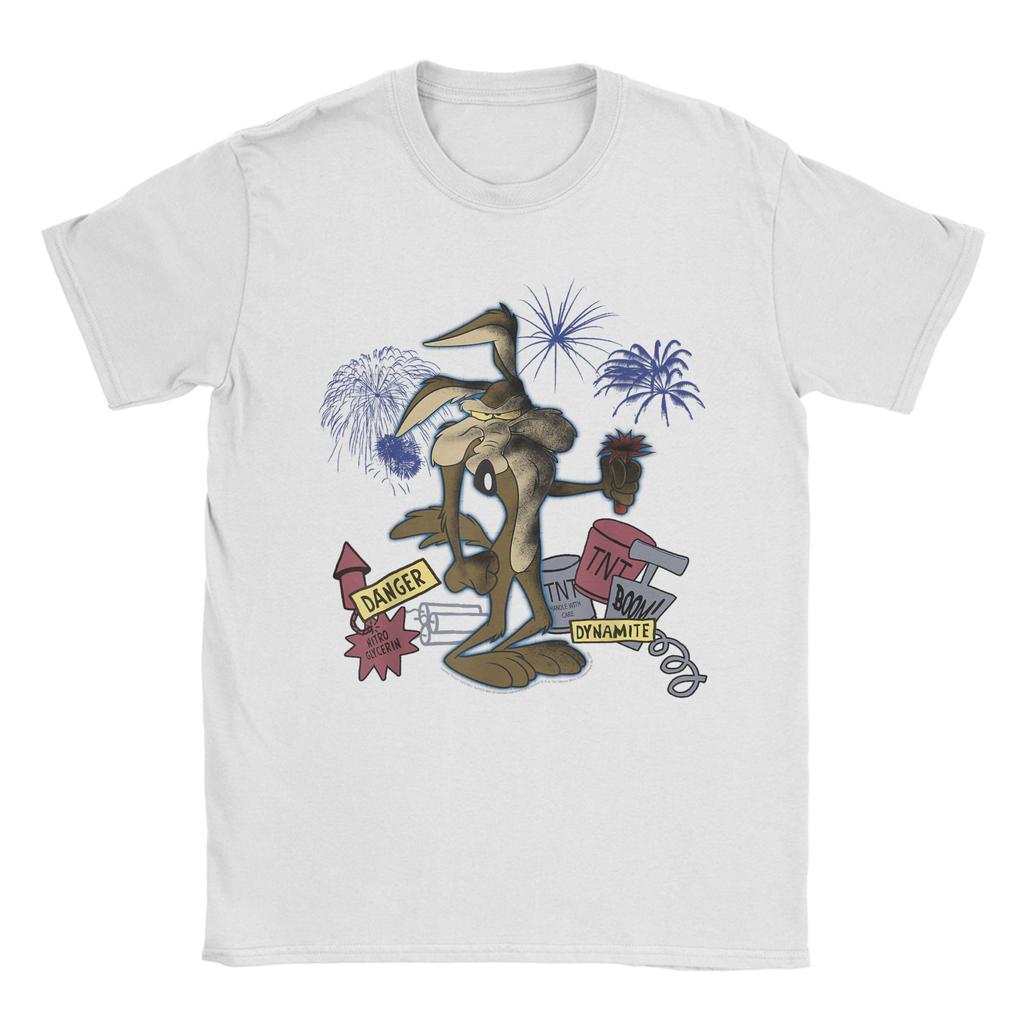 Men T-Shirt Wile E. Coyotes TNT Portrait Novelty Pure Cotton Tee Shirt Short Sleeve  T Shirt Crew Neck Clothing Plus Size