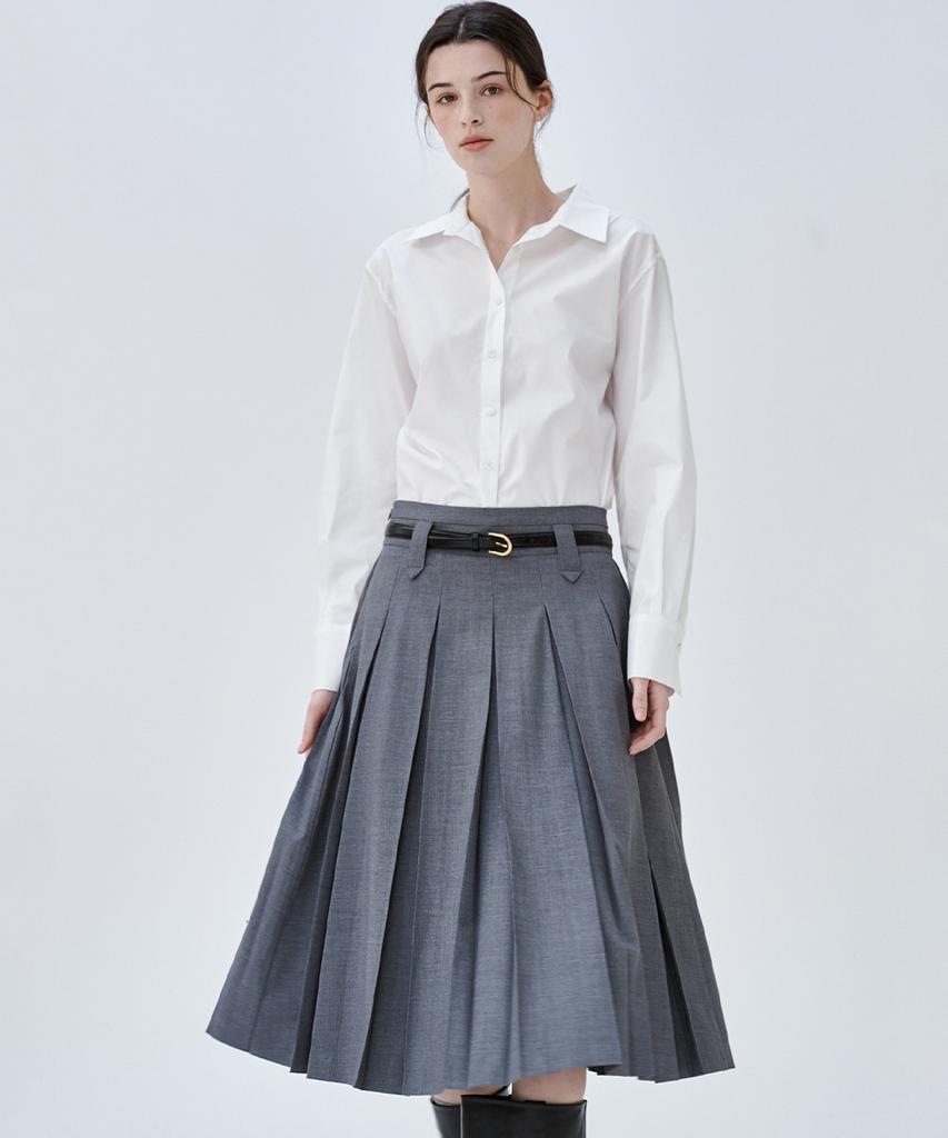 Marop 3113 Pleated Skirt (Dark Gray)