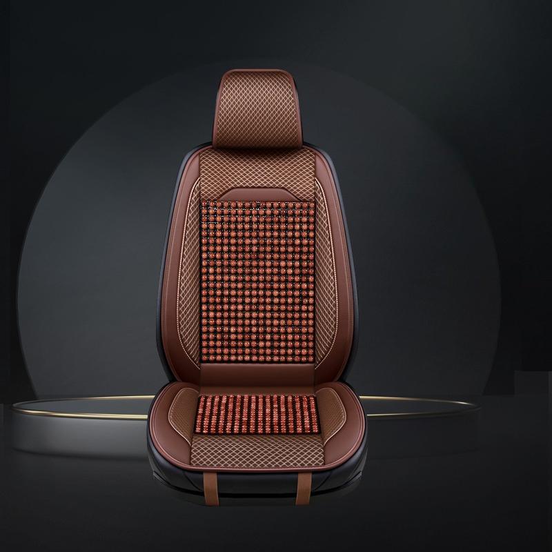 Роскошная подушка на сиденье автомобиля из ПУ кожи и деревянных бусин – Дышащая, прочная и легко чистится – Подходит для большинства автомобилей, грузовиков и внедорожников