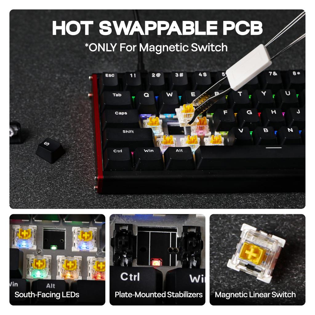 MechLands AJAZZ ALUX68 HE Aluminum Gaming Keyboard with Rapid Magnetic Wired Hall Effect 8K Polling and RGB Backlighting ALUX68 Triggers, Switches,