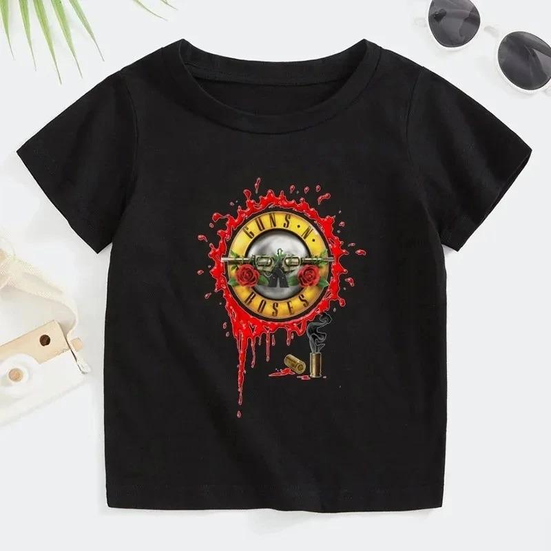 Футболка Rock Gun N Rose Летняя Мода Музыкальная С коротким рукавом Мягкий Топ Удобная Подростковая Одежда для Мальчиков Девочек Панк Рубашка