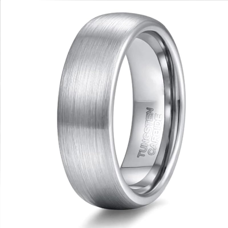 [Rockyu] ring tungsten simple Width 8mm ring mens silver rings Metal allergy free mud texture Carbide Durability matte Komaru Unisex vacuum plating