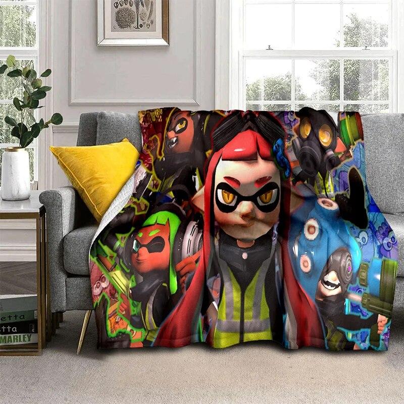 3D Games Splatoon,PC Gamer Cartoon Blanket,Soft Throw Blanket for Home Bedroom Bed Sofa Picnic Travel Office Cover Blanket Kids