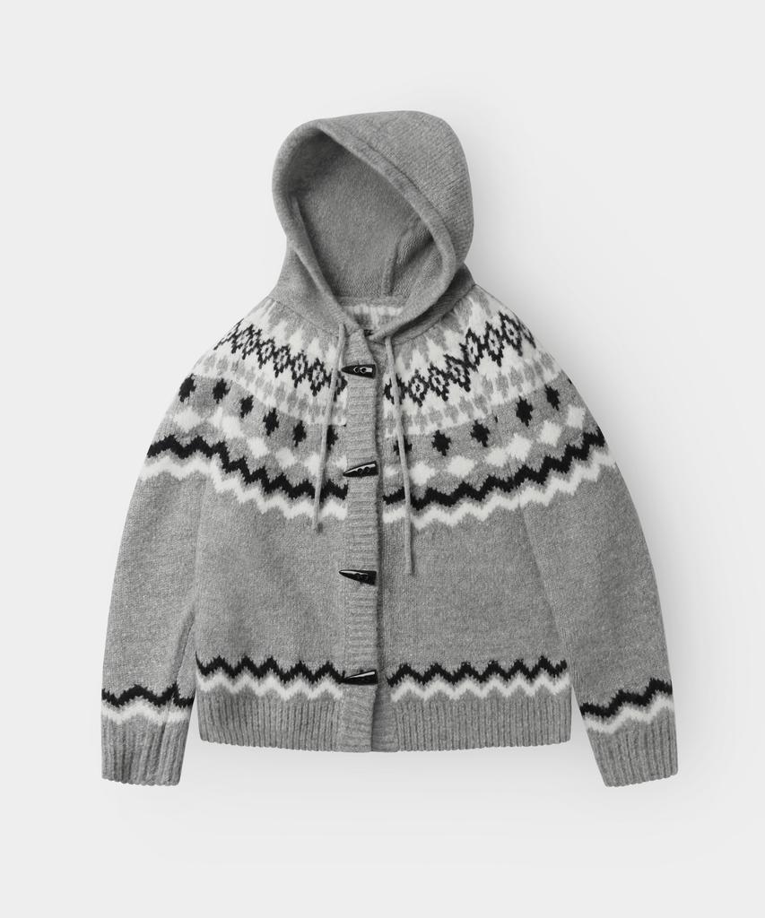 INDUST Nordic Hooded Knit Cardigan_Gray