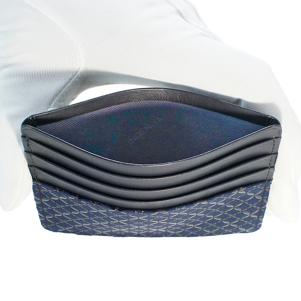 Inden Card Holder Slim Card Case Thin Deerskin Navy Blue X Black Lacquer Pattern [Indenya] Cloisonné 2530-04-179