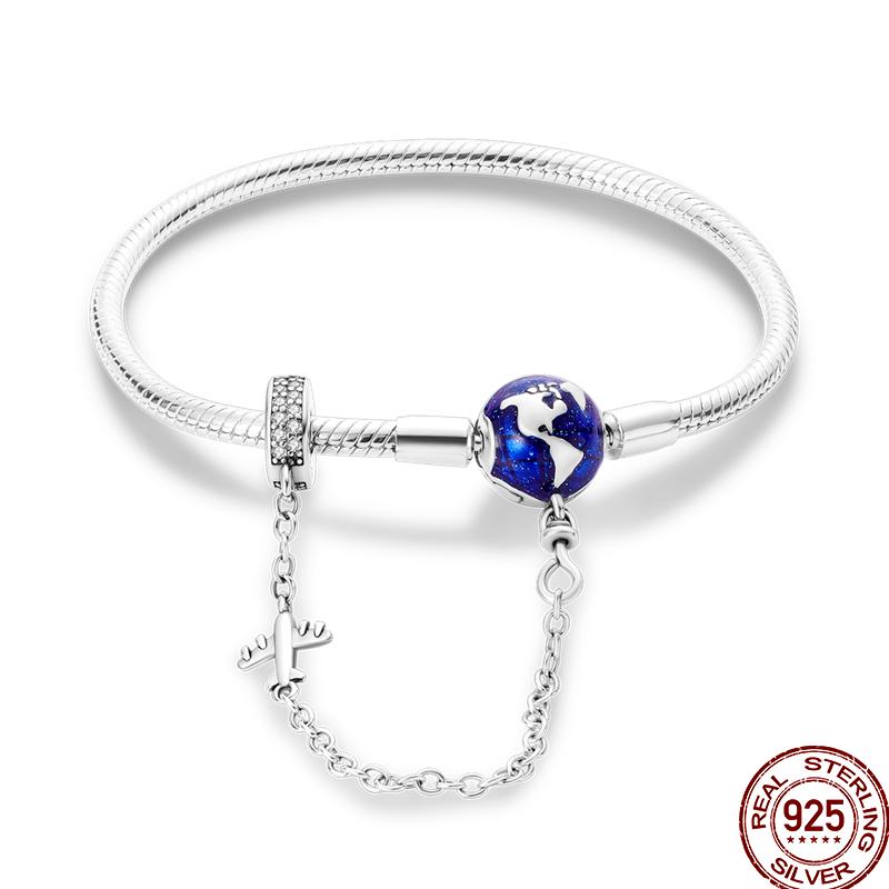 925 Silver 17-20CM Heart Pave Zirconia Original Bracelets Infinity Bracelet Fit DIY Charms Bead Birthday Jewelry Gifts Hot Sale