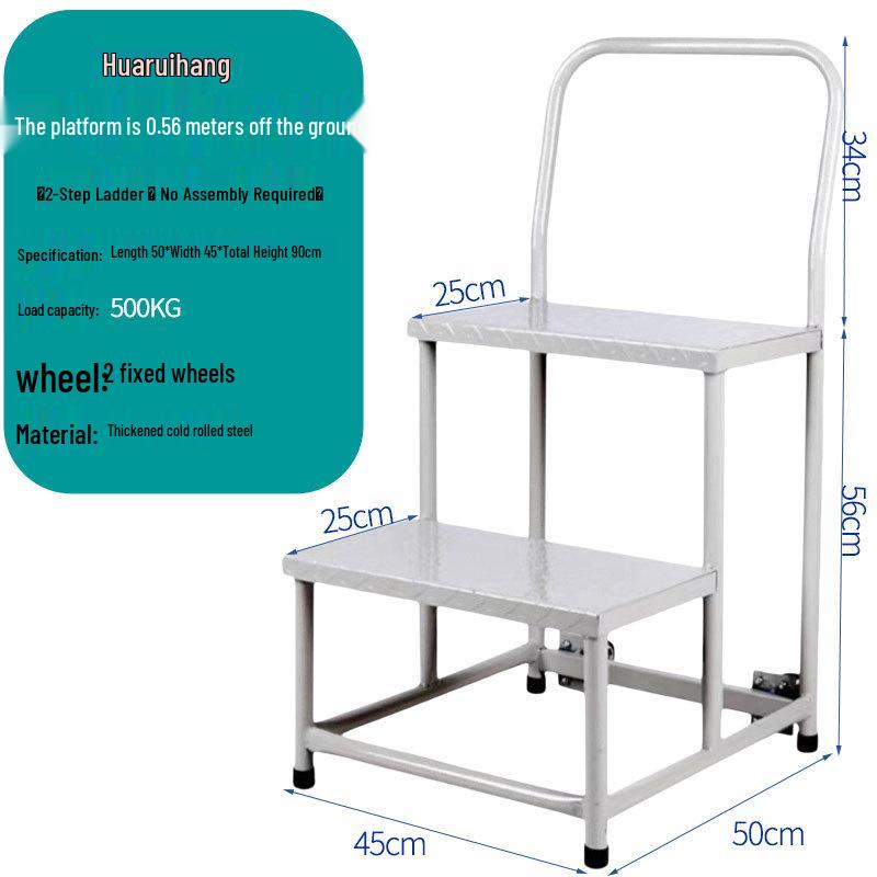 2-Step/3-Step Mobile Shelf Stocking Ladder with Cargo Lift Platform