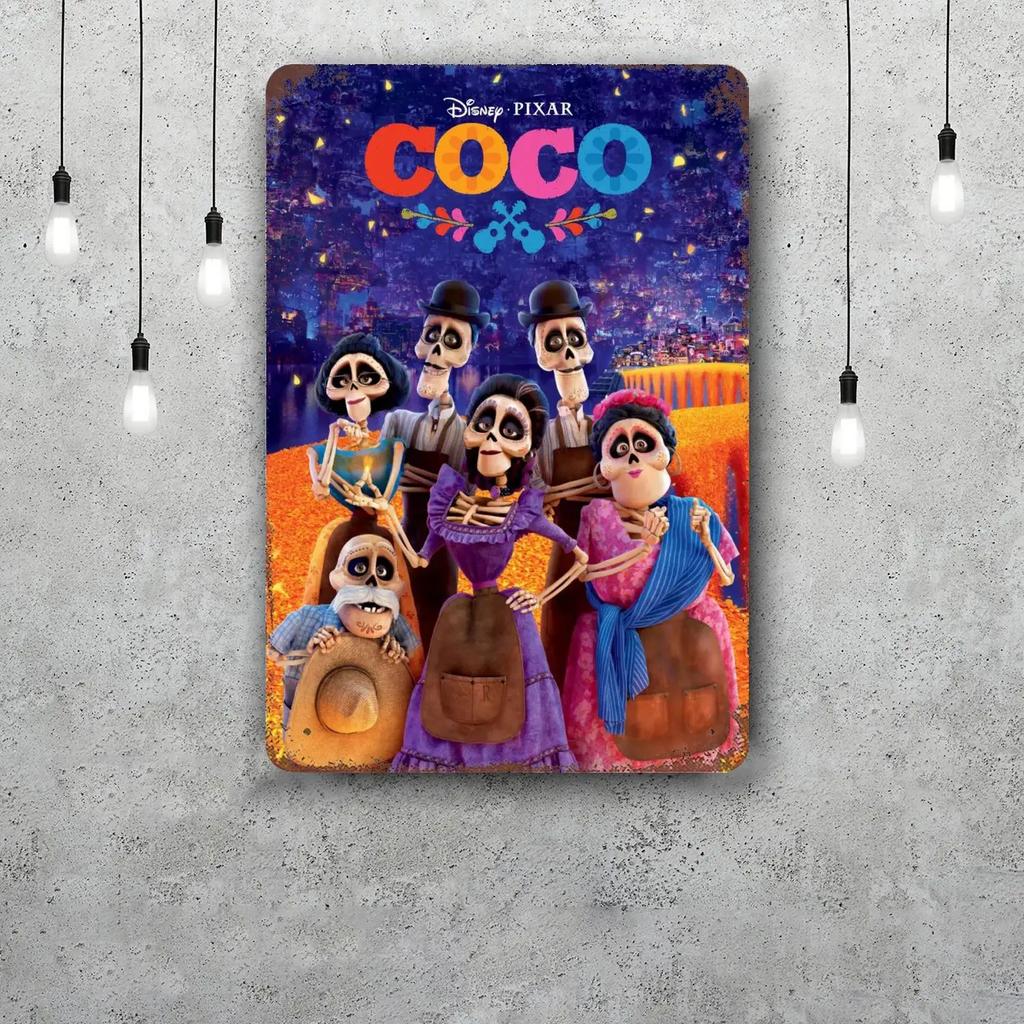 MINISO Coco Classic Poster Rusty Metal Plaque Retro Decorative Plate Bar Man Cave Garage Club Metal Sign Wall Decoration