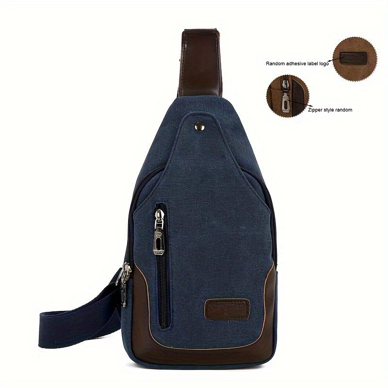 1 шт. Мужская походная холщовая нагрудная сумка, однотонная износостойкая большая вместительная нагрудная сумка