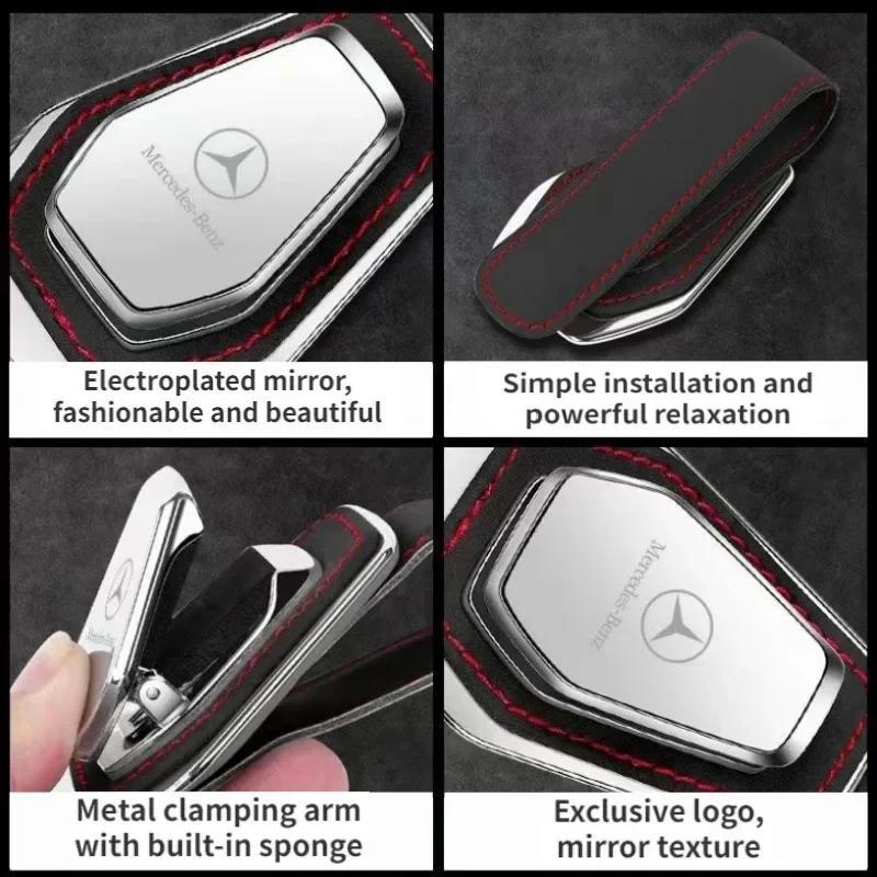 GLC GLB Car Glasses Case Leather Sun Visor Sunglasses For Mercedes-Benz Car Metal Holder Card Ticket Holder Glasses Holder Car
