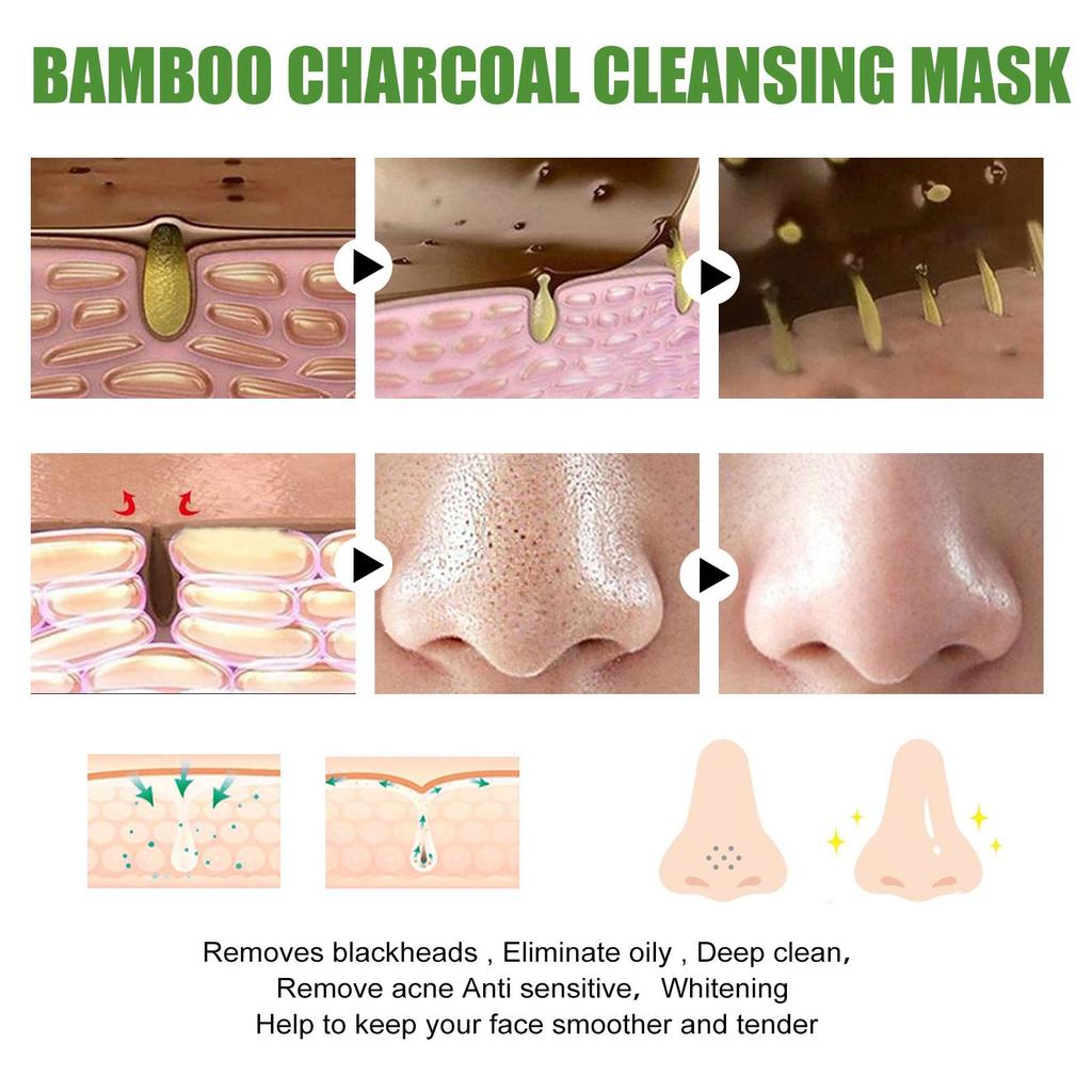 EELHOE bamboo charcoal tear-pull mud film absorbs skin oil and dirt, moisturizing and oil-controlling daily cleansing mask 120g