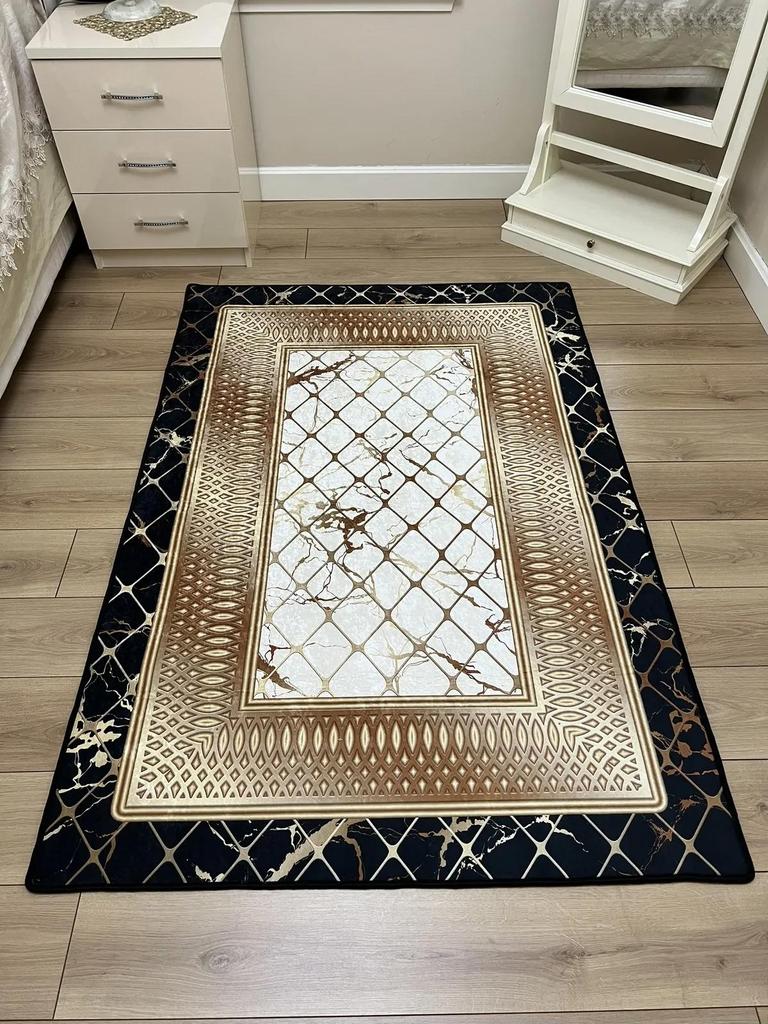 EPeddler Home Modern Gold Silver Pattern Цифровая печать Моющаяся нескользящая точечная основа Новое поколение гостиной, кухни, входного ковра и бегунка