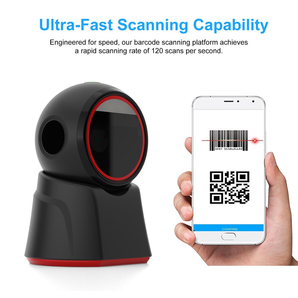 X11-1000A 2D 1D QR Bar Scanner Omnidirectional Desktop Bar Scanner Automatic Bar Reader Hands- Scanning