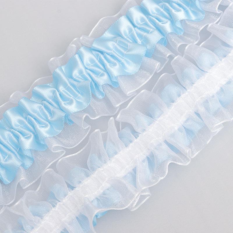 Элегантная двойная полиэстеровая эластичная лента прозрачный шифон кружево Лолита юбка аксессуары ручной работы сделай сам оборки кружева украшения для дома