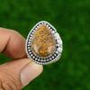 Natural Mariam Jasper Gemstone Statement Adjustable Ring 925 Silver For Girls