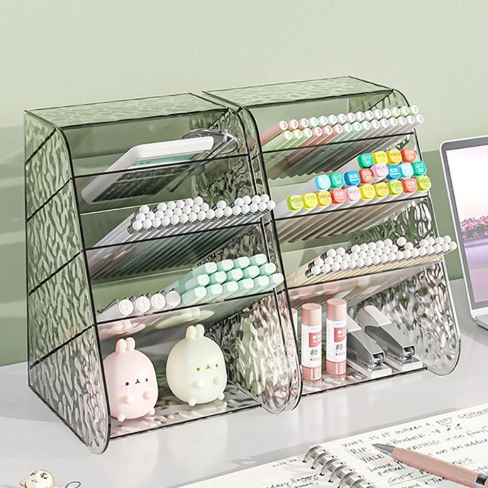 Косой держатель для ручек, многофункциональный пластиковый настольный ящик для хранения, прозрачный органайзер для канцелярских принадлежностей, школьный офис