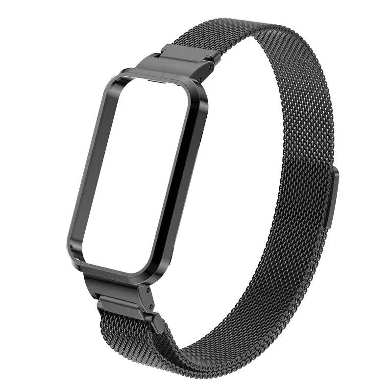 Magnetic Loop Strap For Xiaomi Smart Band 8 Active Watchband Case Protector Luxury Metal Wristband For Mi Band 8 Active Bracelet