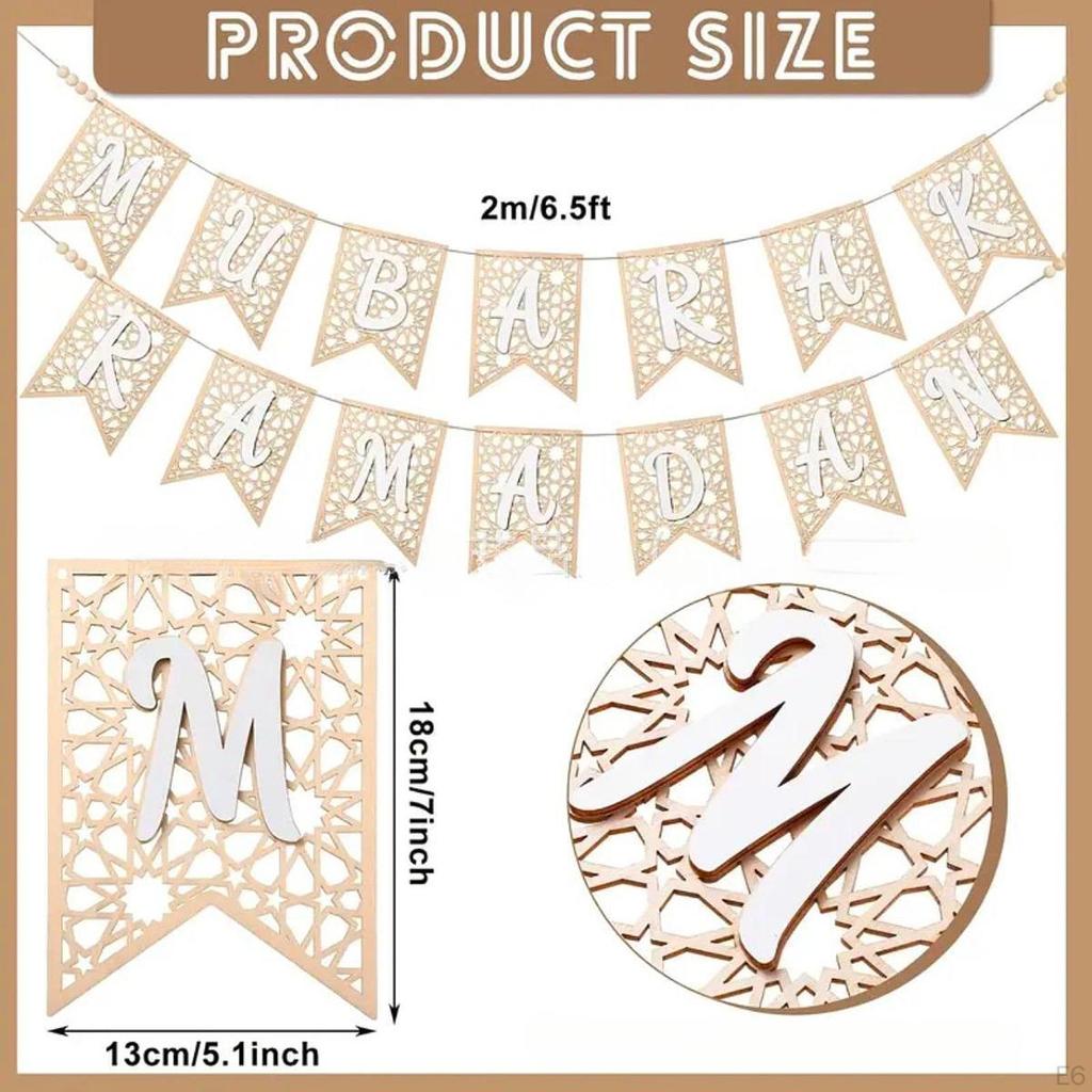 Eid Mubarak Banner Pull Flag for Ramadan Celebration Decor Muslim Party Supplies