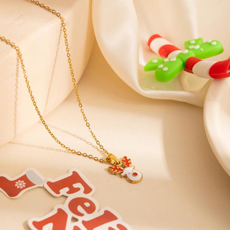 European & American Christmas Moon Necklace: Stainless Steel Light Luxury Clavicle Chain