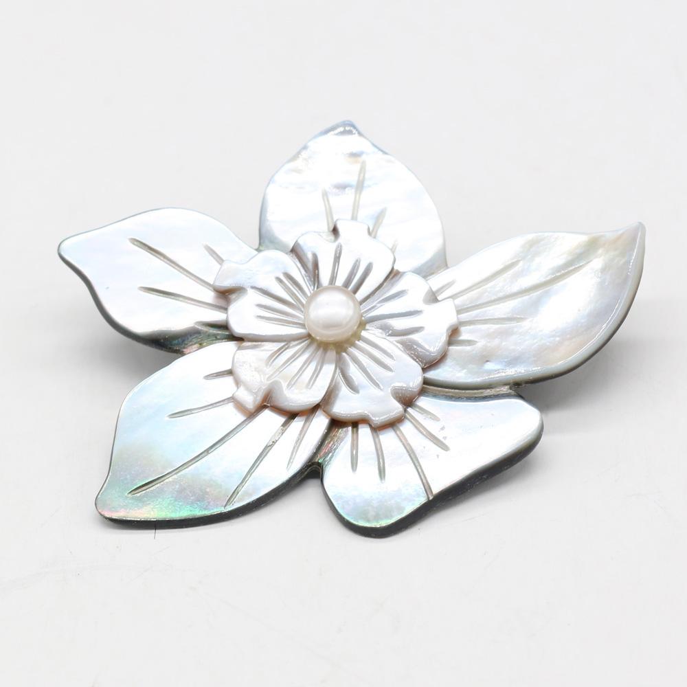 Женская брошь из натурального камня, подвеска в виде ракушки в форме цветка для изготовления ювелирных изделий, ожерелье, браслет, аксессуары для одежды, рубашек