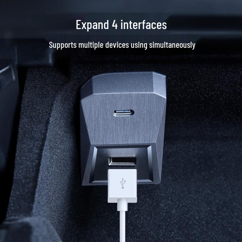 USB Hub Adapter for Tesla Model 3/Y Glove Box and Center Console Expansion