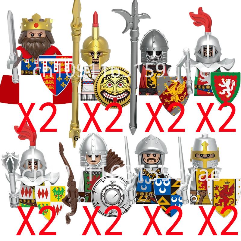 Совместимые MOC Средневековые Строительные Блоки Персонажи Солдаты Рыцари Драконов Черный Лев Орел Игрушка Подарок Кирпичики Фермер Солдат X048