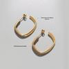 Minimalist Retro Geometric Earrings for Women - Hong Kong Style, Christmas Autumn/Winter, 18K Gold Plated Titanium Steel