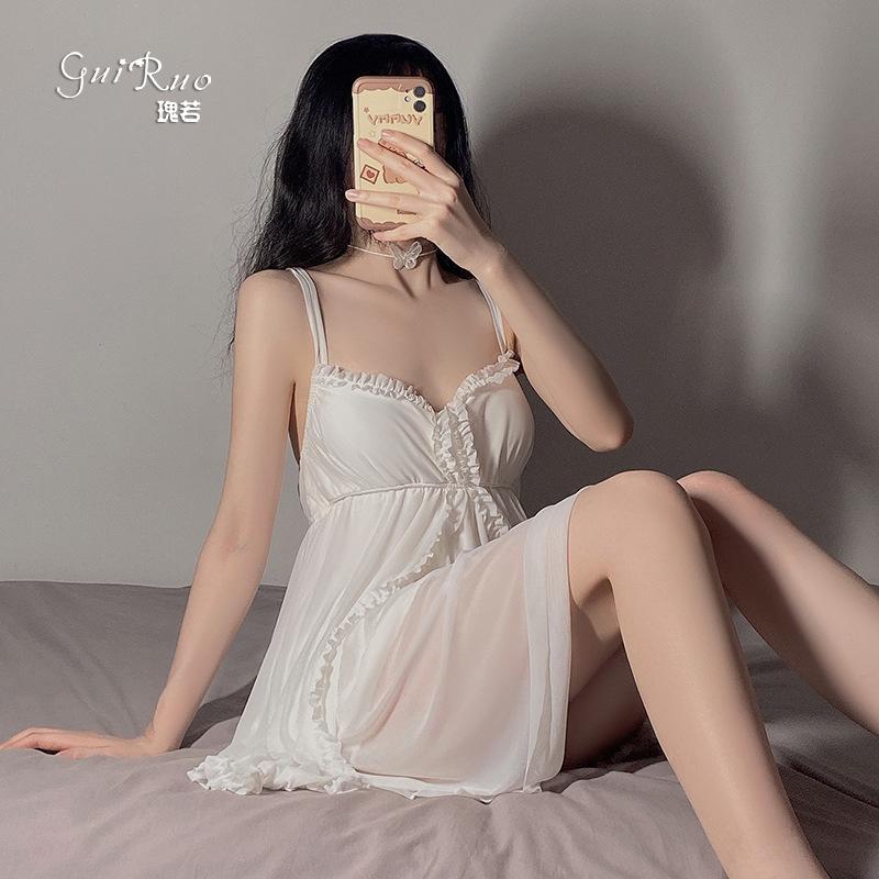 Women's Deep V Padded Cami Dress with Tie Sleep Robe for Spring Summer